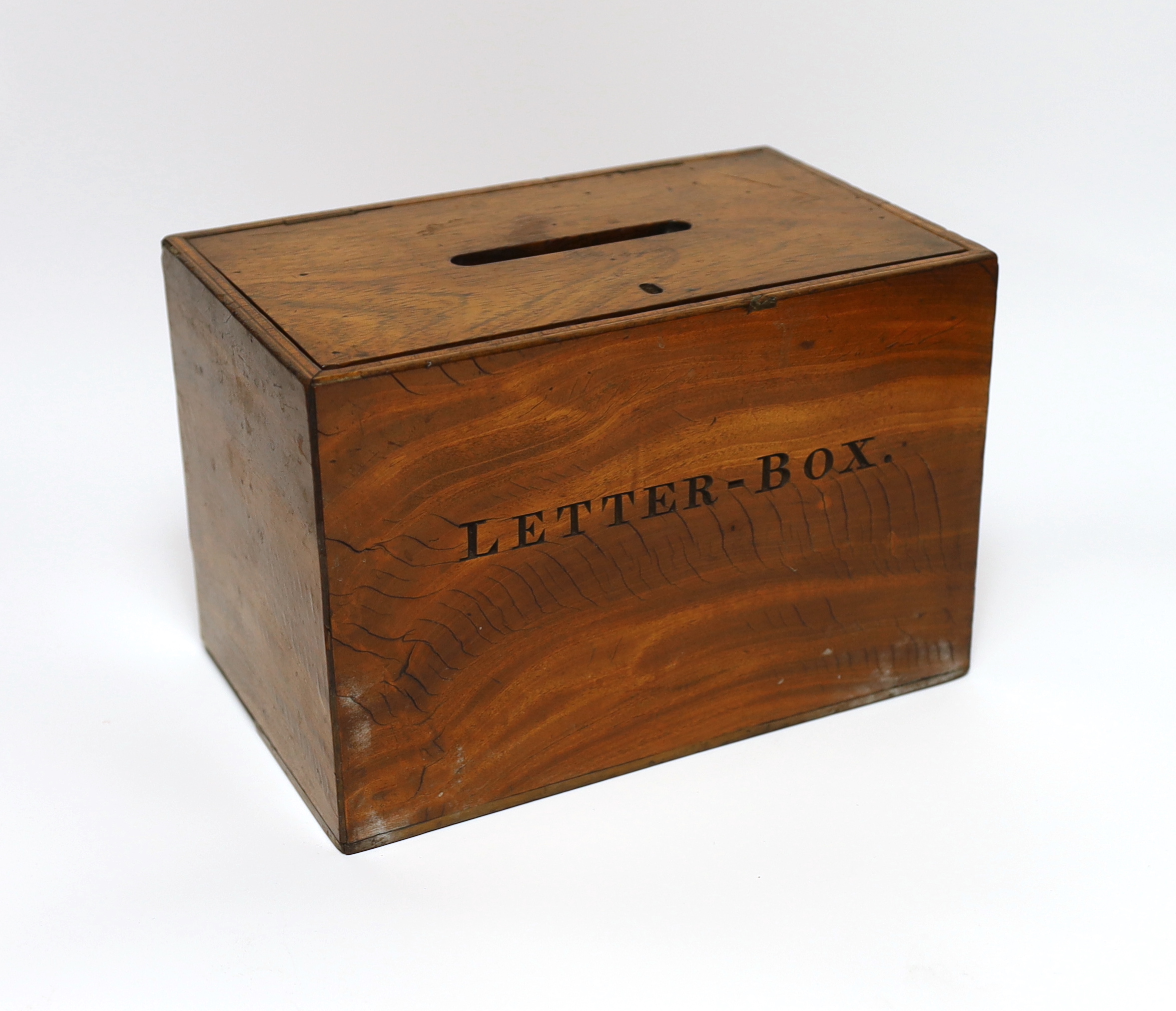 A Victorian mahogany 'letter box' with hinged lid, 24.5 x 15 x 16.5cm